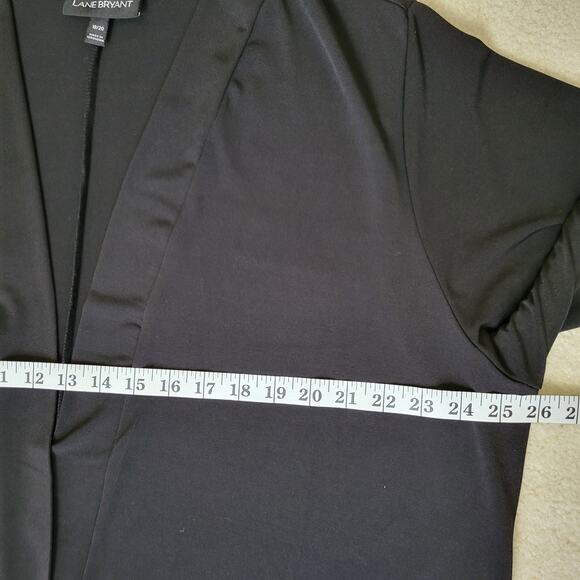 Lane Bryant Sz 18/20 long Cardigan Jacket Jersey Open Unique Long Sleeve Black - Picture 8 of 14